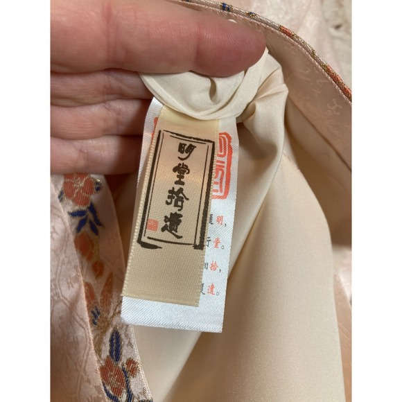 Authentic Ming-Style Hanfu Bijia Top by Mingtang Shiyi Peach Jacquard Sika Deer - Picture 2 of 15